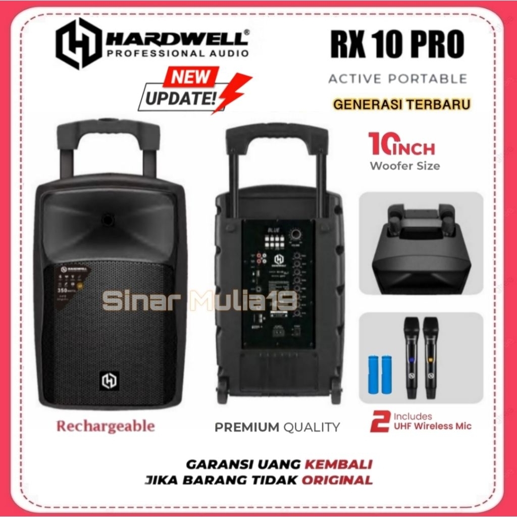 Speaker Portable Terbaik 10 Inch Hardwell RX 10 PRO Original RMS 350 Watt Gen2 Bluetooth