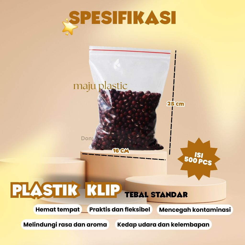 (ISI 500 PCS) PLASTIK KLIP TEBAL 16X25 CM