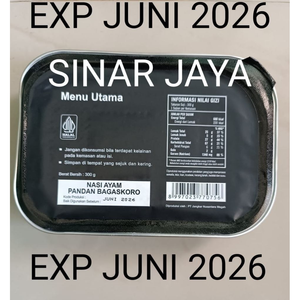 RANSUMI NARAGA TNI  MAKANAN SIAP SAJI ECERAN  GRATIS PEMANAS EXP JUNI 2026