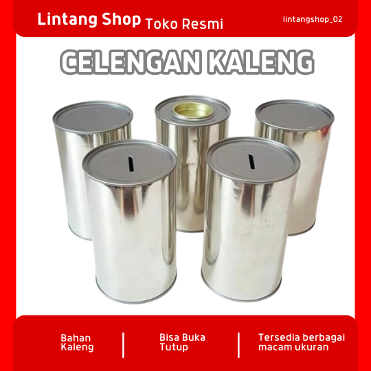 celengan polos buka tutup full kaleng Uk 14x8,5Cm