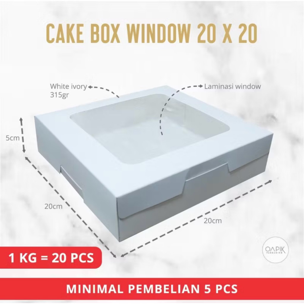 Cake Box Window Box Brownies Box Puding 20x20x5