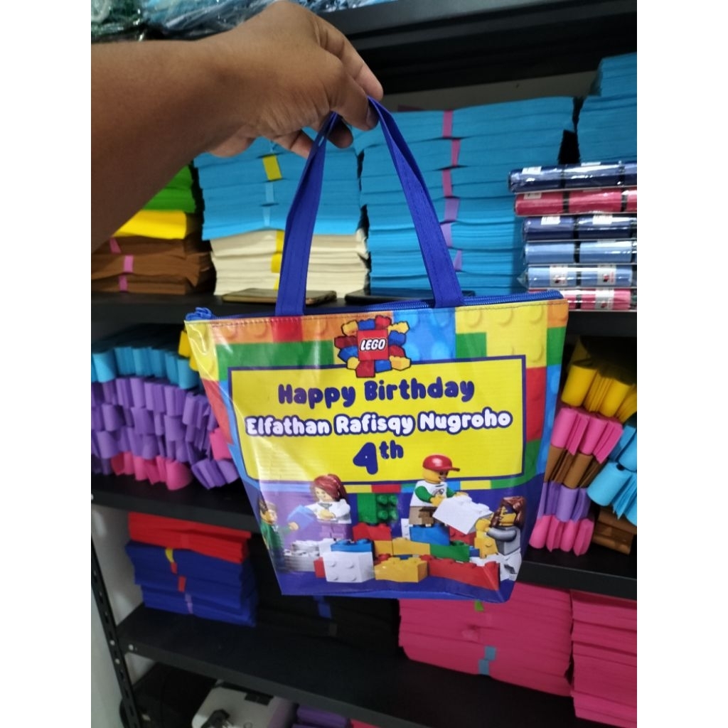 Tas ultah anak custom / tas ultah anak custom nama termurah / tas ulang tahun bingkisan unik