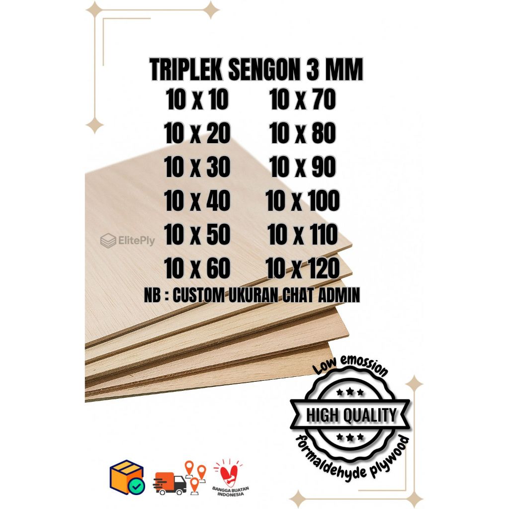 Triplek custom sengon 3mm plywood multiplek halus 2 sisi