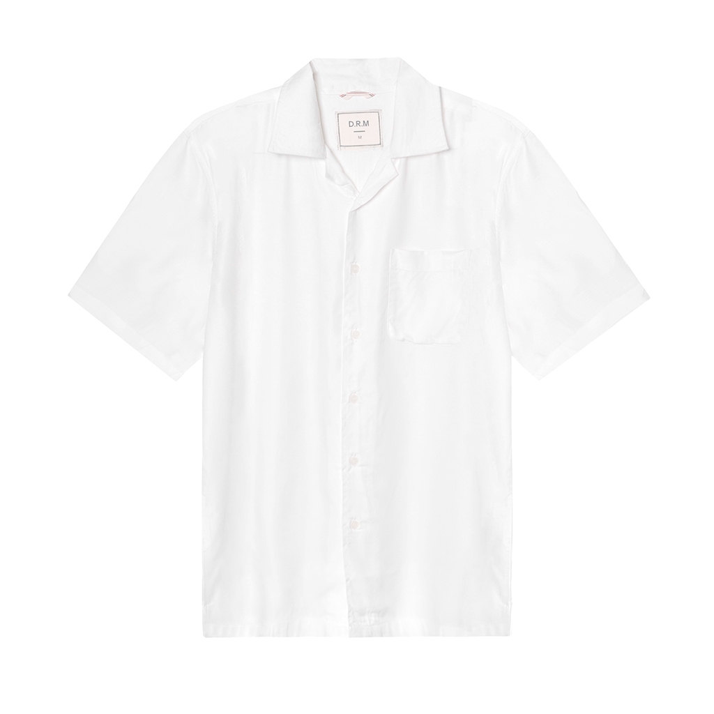 DRM Kemeja Rayon Open Collar - White