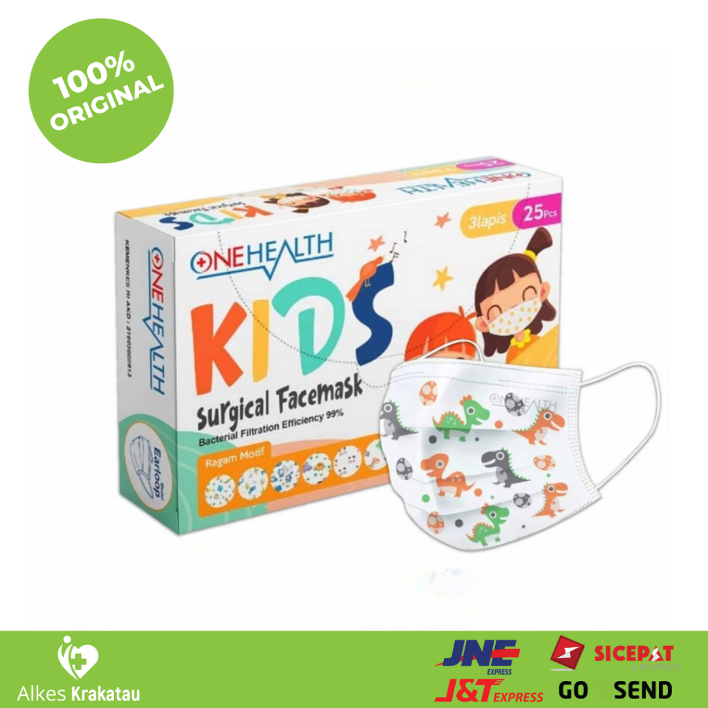 Masker Medis Anak 3ply One Health isi 25 / OneHealth Earloop Face Mask