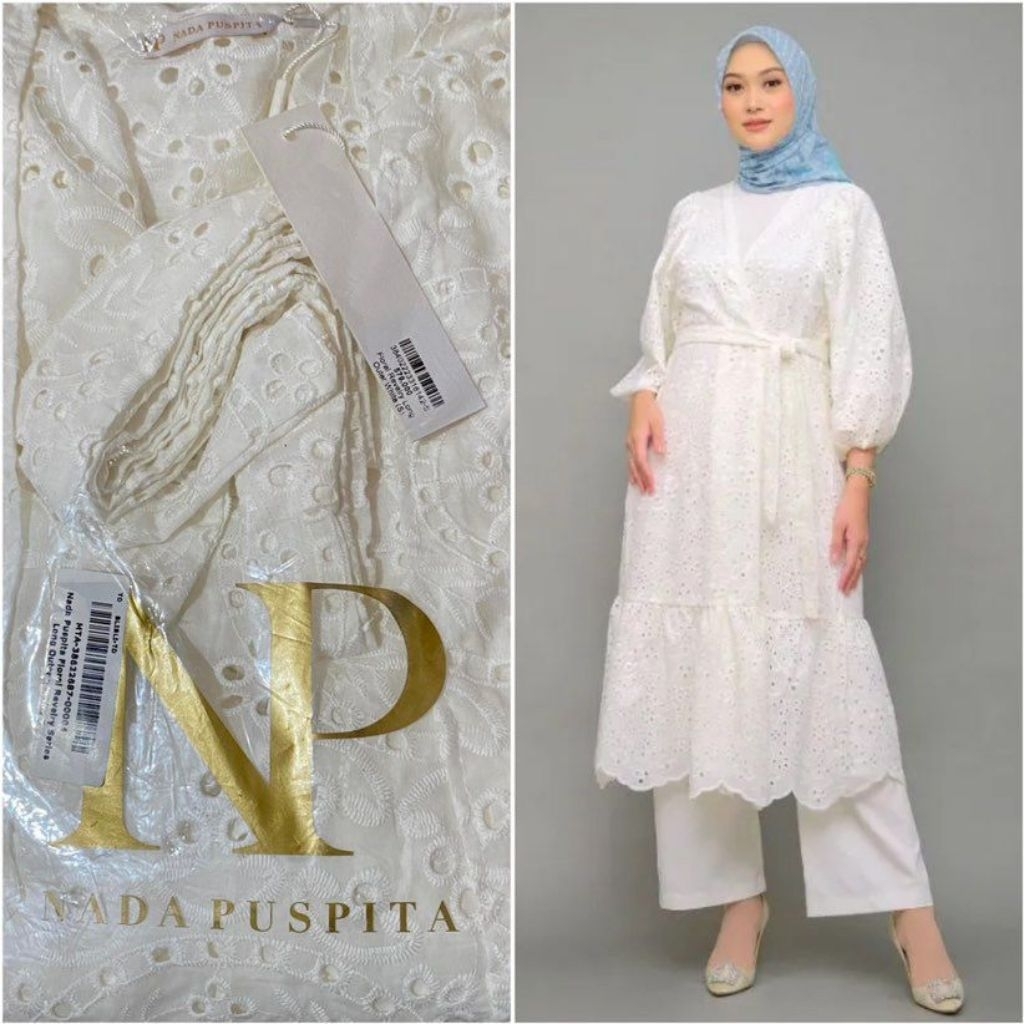 NEW READY - NP Nada Puspita Floral Revelry Lace Outer Broken White