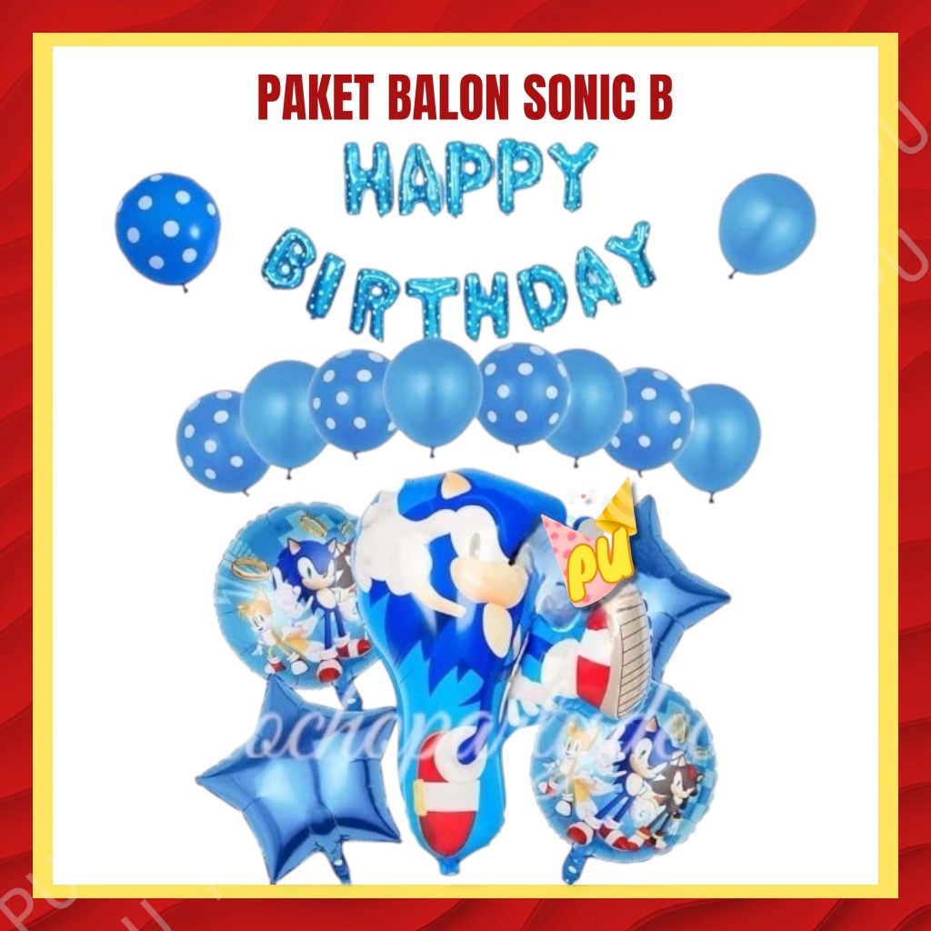 Paket Balon SONIC THE HEDGEHOG B / Dekorasi Ulang Tahun Super Sonic