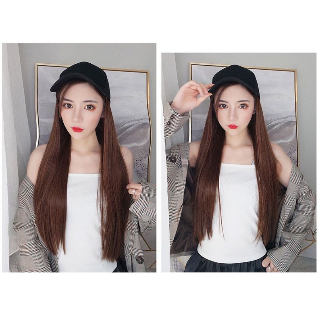 wig topi lurus wig base ball