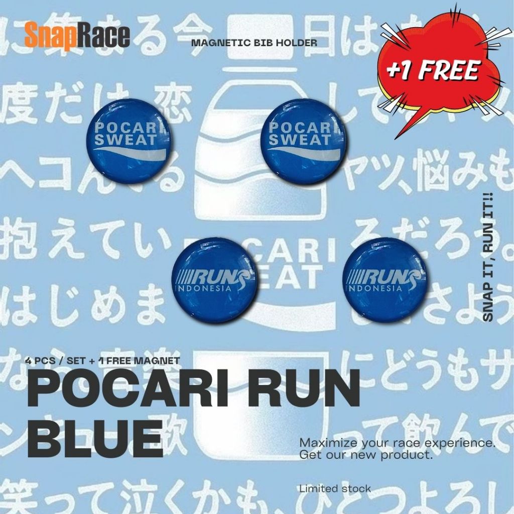Magnet Bib Running Runner Race Lari Marathon Sepeda Cycling SnapRace Anti Karat Pocari Blue