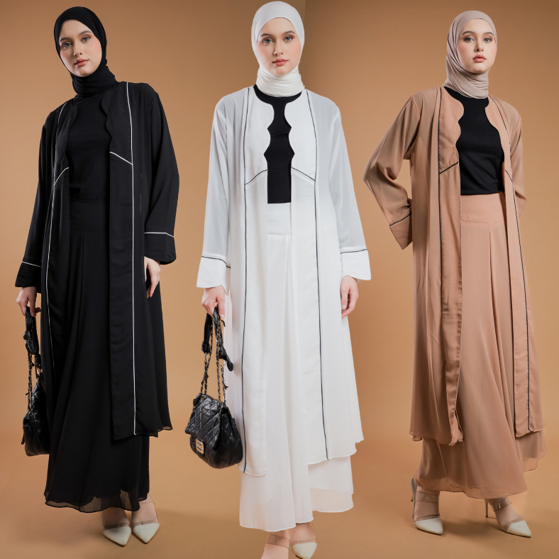 One Set Ceruty - Set Outer dan Celana Kulot Mayung - Outer Model Abaya