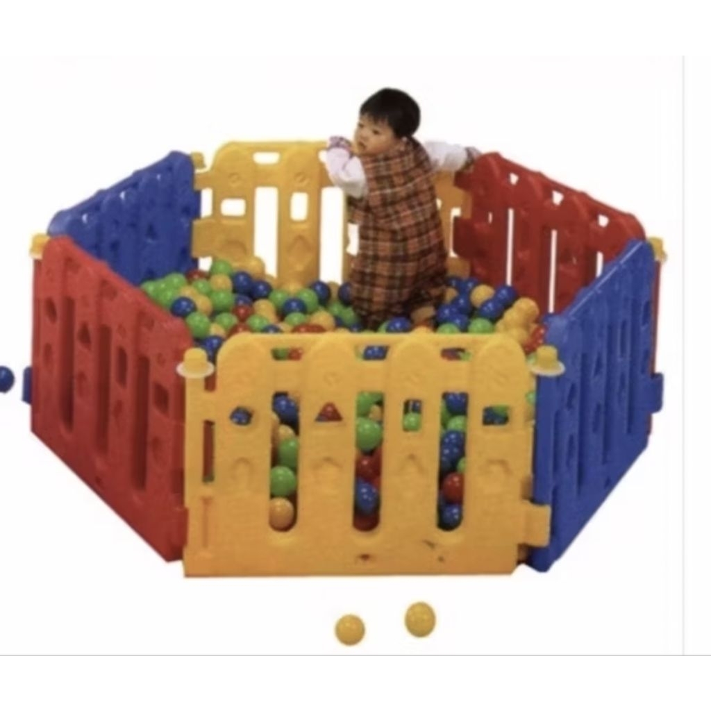 PAGAR PLAY FENCE WARNA WARNI COLORFUL ANAK PLAYGROUND TAMAN BERMAIN INDOOR OUTDOOR PLASTIK HDPE BONU