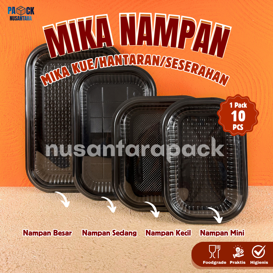 Mika Nampan Tray Alas Coklat Tutup Bening Transparan Besar Sedang Kecil Mini Kemasan Kue Hantaran