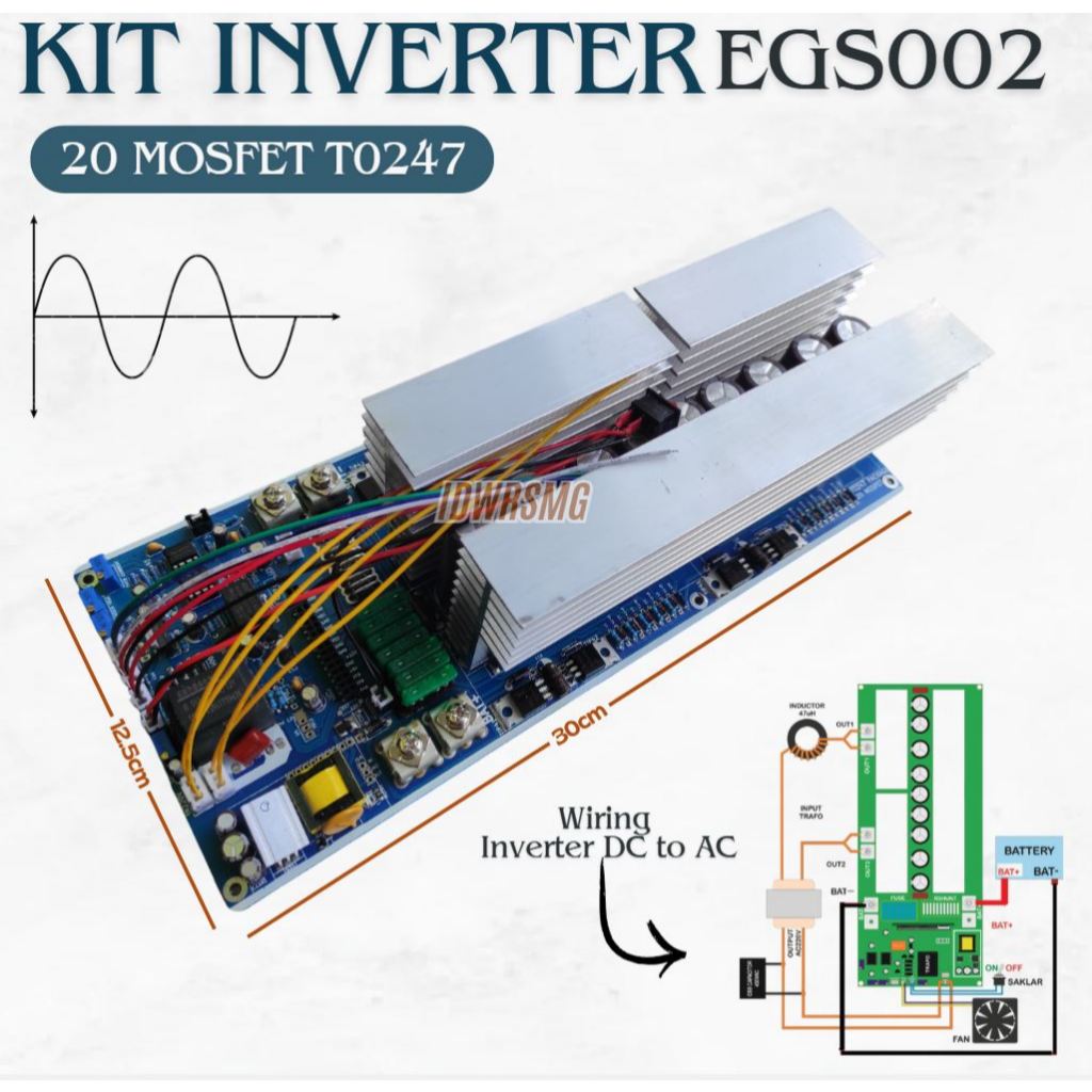 Kit Inverter 20 Mosfet TO 247 20Mosfet Low Frequency inverter DC to AC [mosfet besar] 12V/24V/36V/48