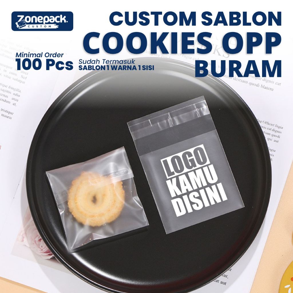 Sablon Plastik Cookies OPP Buram | Sablon 1 Warna 1 Sisi Custom FREE DESIGN | Roti Cookies