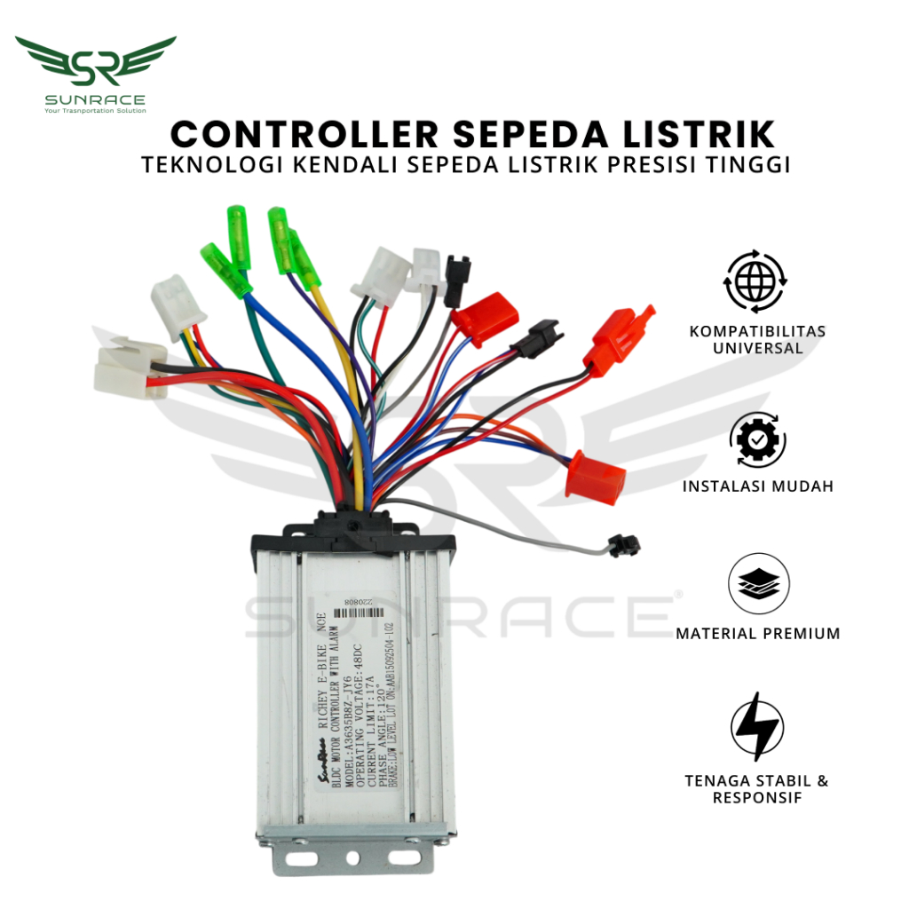 CONTROLLER / KONTROLER SEPEDA LISTRIK SUNRACE – ORIGINAL 48V / 60V / 72V UNIVERSAL