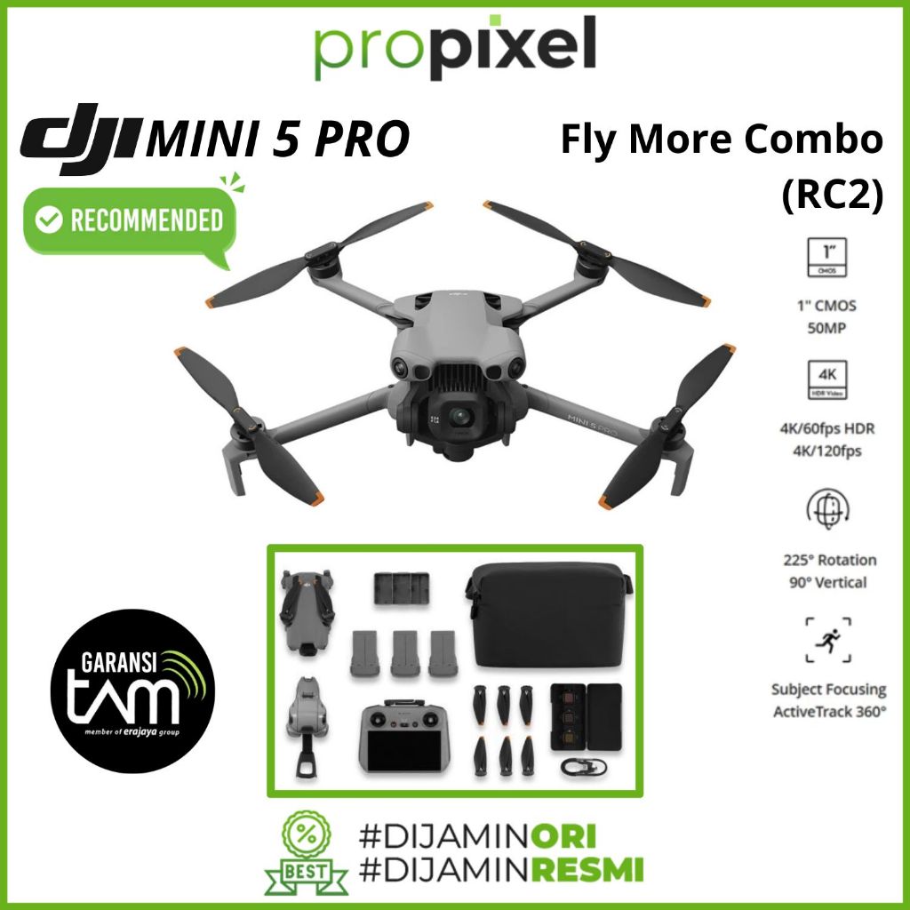 DJI Mini 5 Pro Fly More Combo with RC2 Drone Camera DJI Mavic Mini 5 Pro Kamera Drone Garansi