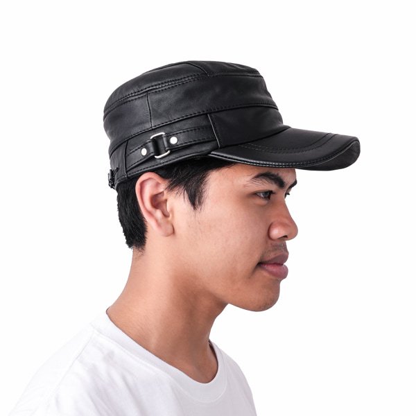 Jayuwan Aristo Cap – Topi Kulit Asli Pria Gaya Klasik Elegan Model Flat Cap (JTP)