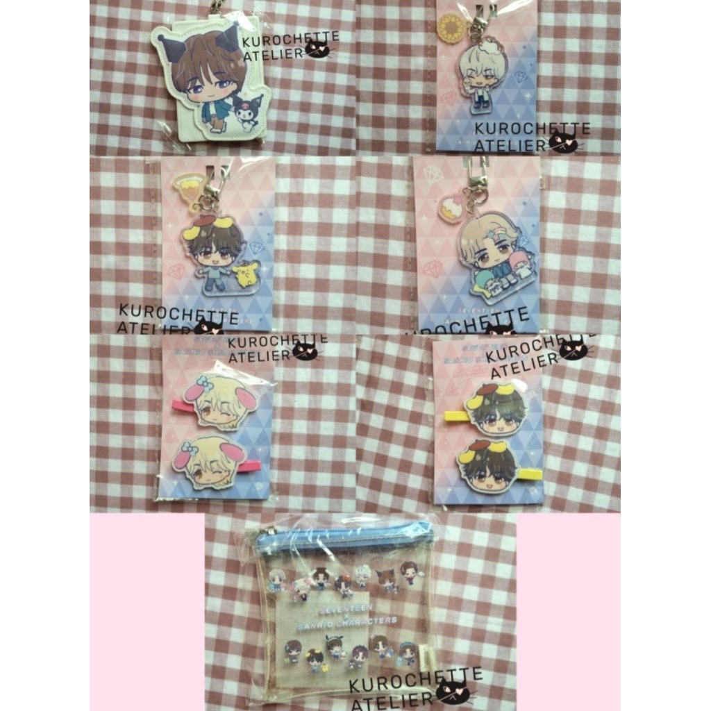 Official Sanrio x Seventeen pouch keychain pass case hoshi, mingyu, wonwoo, s.coups, jeonghan