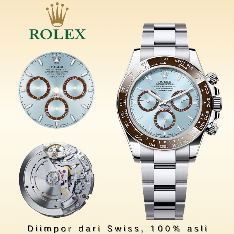 100% 0Rl Rolex Daytona Jam Tangan Rolex Pria M116506-0001 ReadyStock Tahan air Automatic 950 Platinu