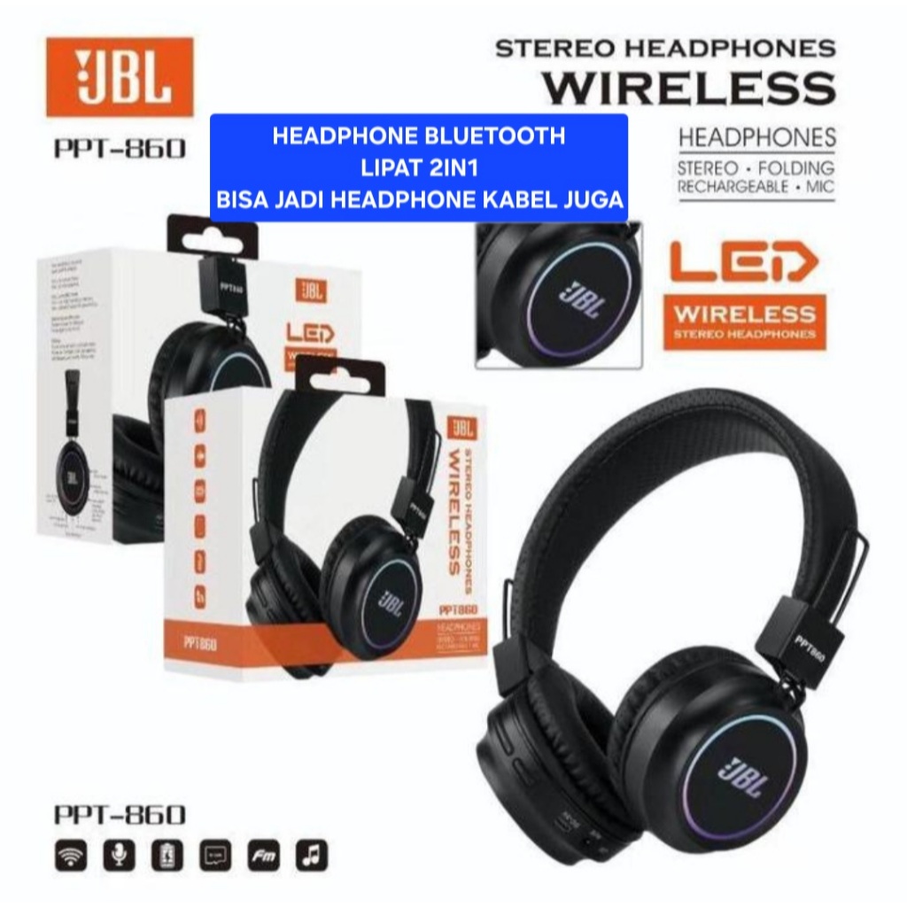 h02 BLUETOT BLUTUT BLUETOOT WIRELESS WIRELES HEADPHONE BLUETOOTH LIPAT 2IN1 Konektivitasheadset Blue