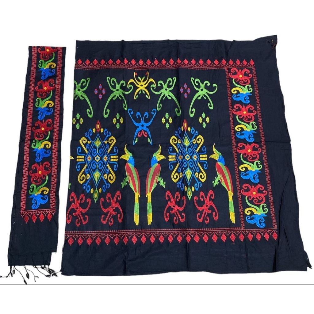 Kain batik Bordir set selendang