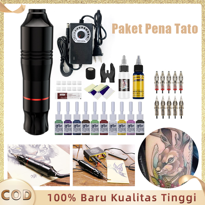 Mesin Tatto Pen Full Set Mesin Tattoo Rotary Mesin Tato Portable Alat Tato Mesin Tattoo Rotary Pen F