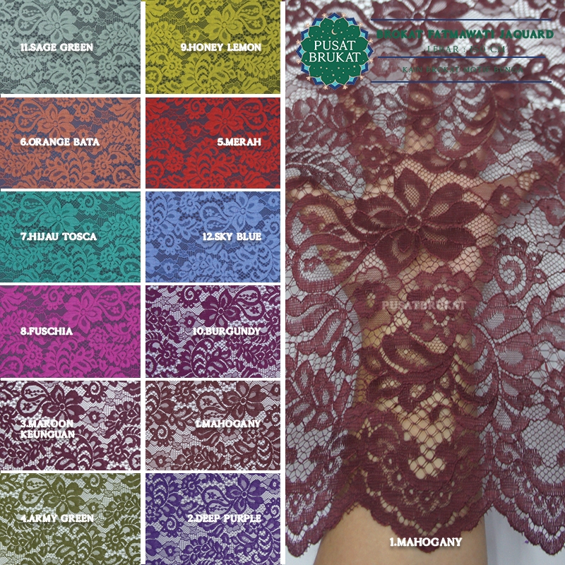 KAIN BRUKAT FATMAWATI PREMIUM / BAHAN KEBAYA METERAN BROKAT JAQUARD / COCOK UNTUK DRESS GAUN GAMIS -