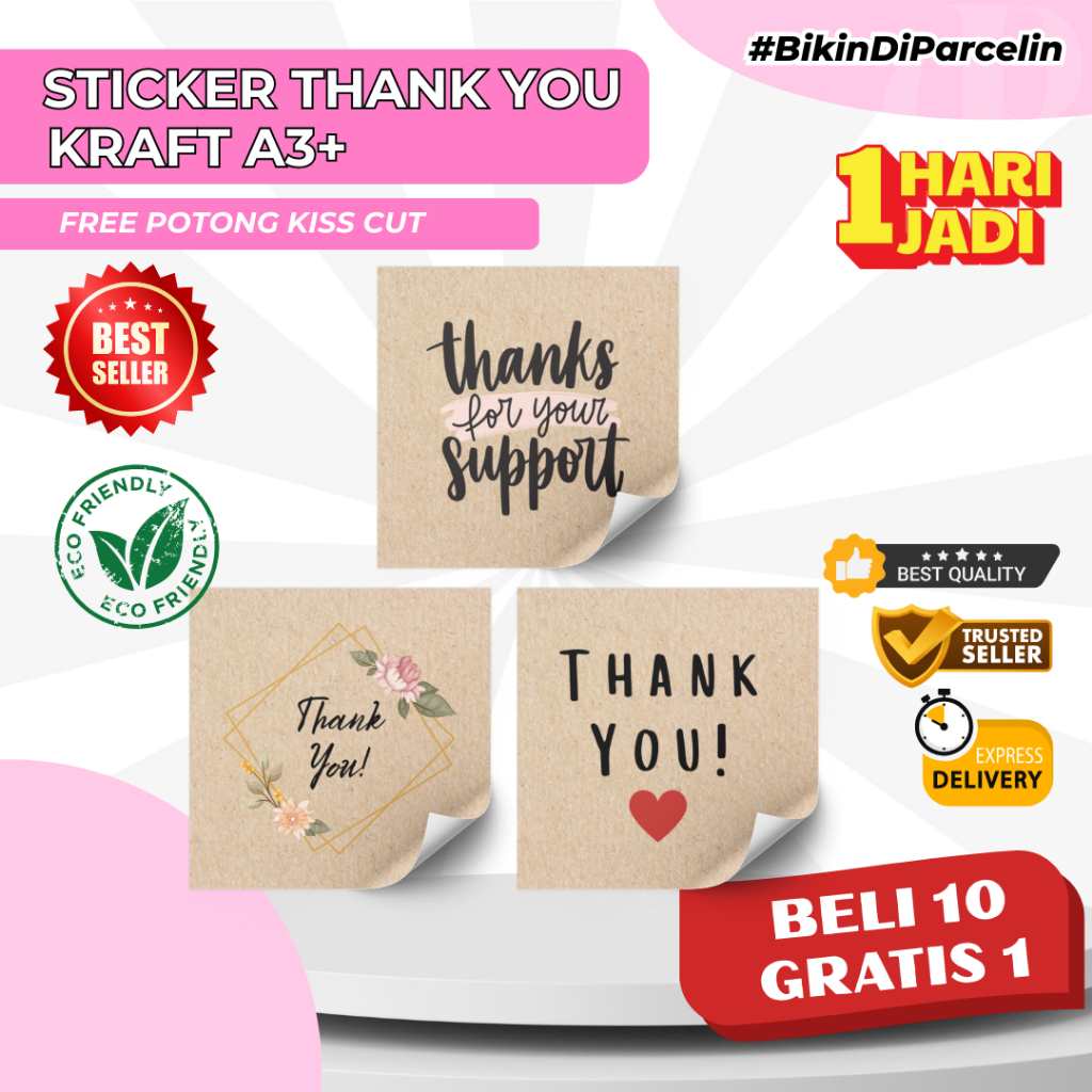 

Stiker Kraft A3+ Terima Kasih | Stiker Segel Thank You | Sticker Thank You Murah - Kotak