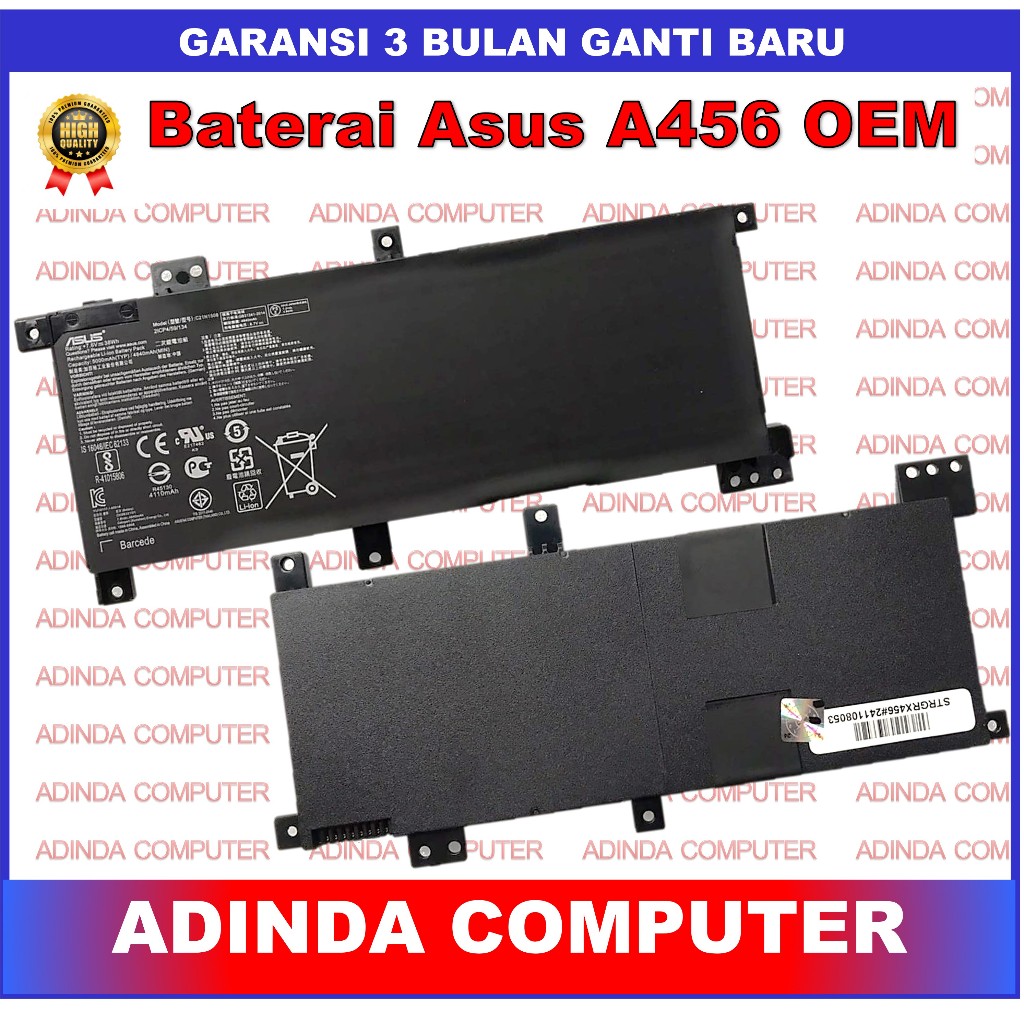 Baterai Asus A456 A456U A456UJ A456UV A456UF A456UQ C21N1508 K456U F456U