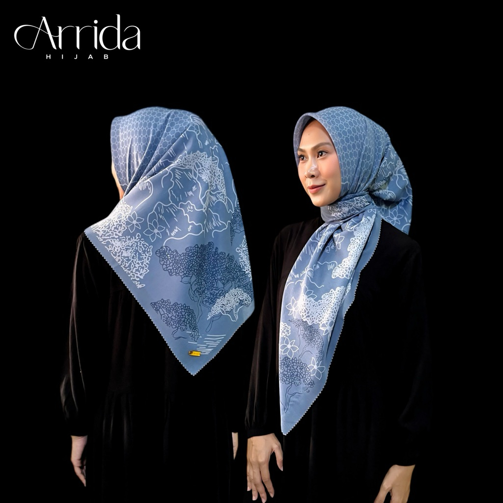 Voal Motif Denim Logo Premium Lasercut 110x110 FREE POUCH / Voal Motif Baby blue / Voal motif Blue s