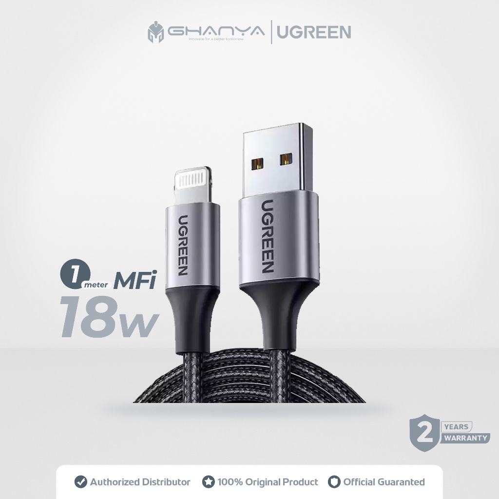 UGREEN Kabel Data iPhone USB to Lightning MFi Fast Charging 1 Meter 18 Watt 2.4 A Support Power Deli