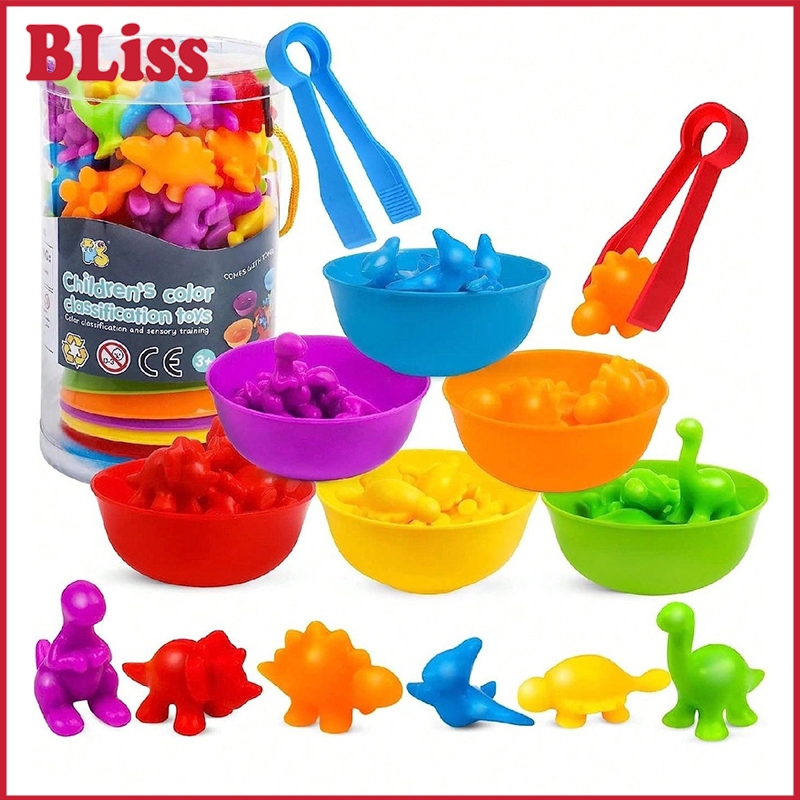Bliss Counting Mainan Sorting Color Set Pompom Warna Animals Matching Game Color Sorting Toys Mainan