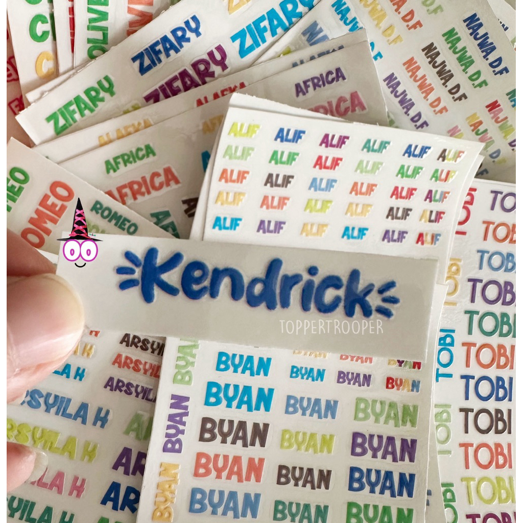 Sticker 1 Size Kecil / Sedang / Besar | Stiker Label Nama waterproof UV DTF timbul | anti air sticke
