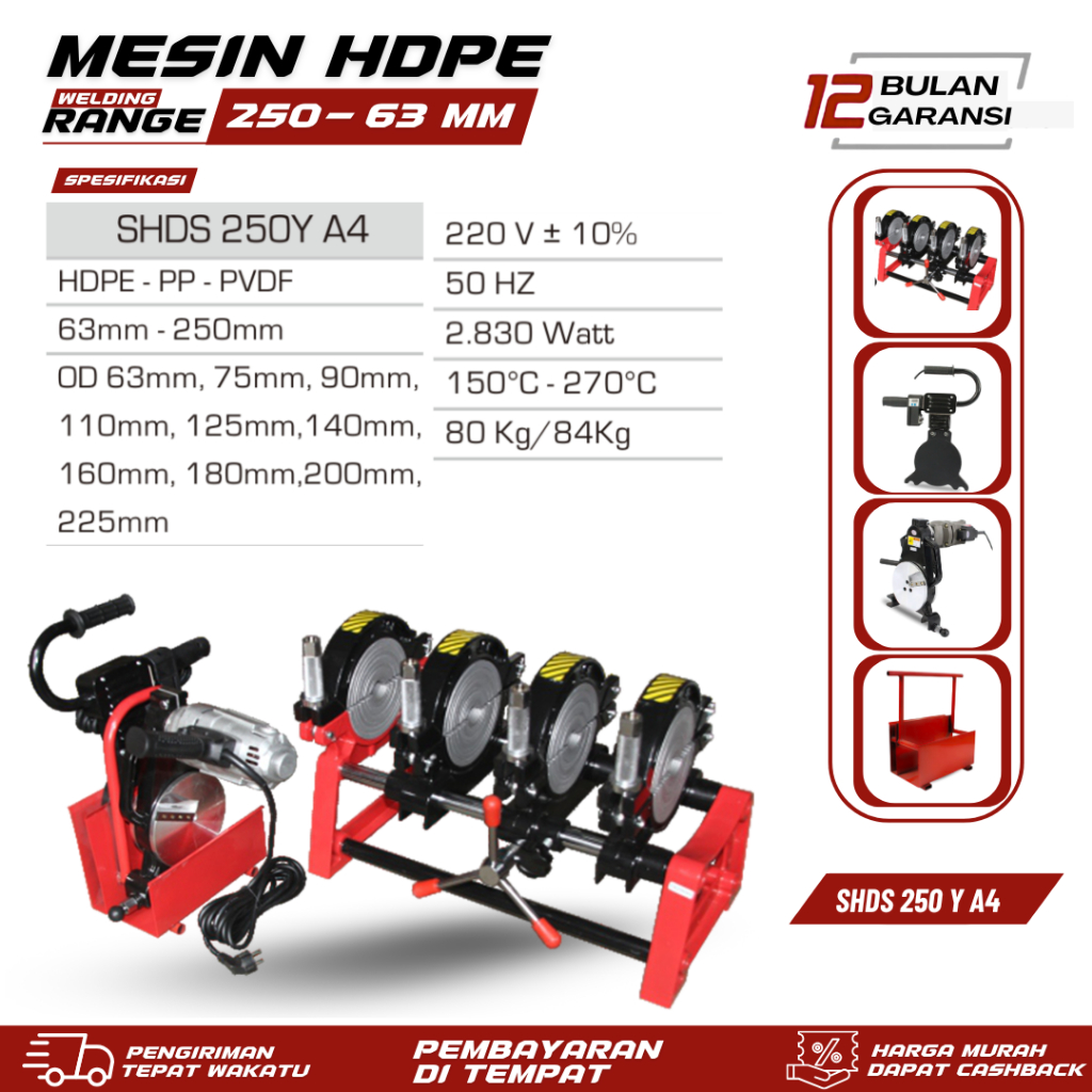 Mesin Penyambung Pipa Hdpe 10 Inch Manual - Mesin Las Pipa Hdpe (250mm 10 Inch)