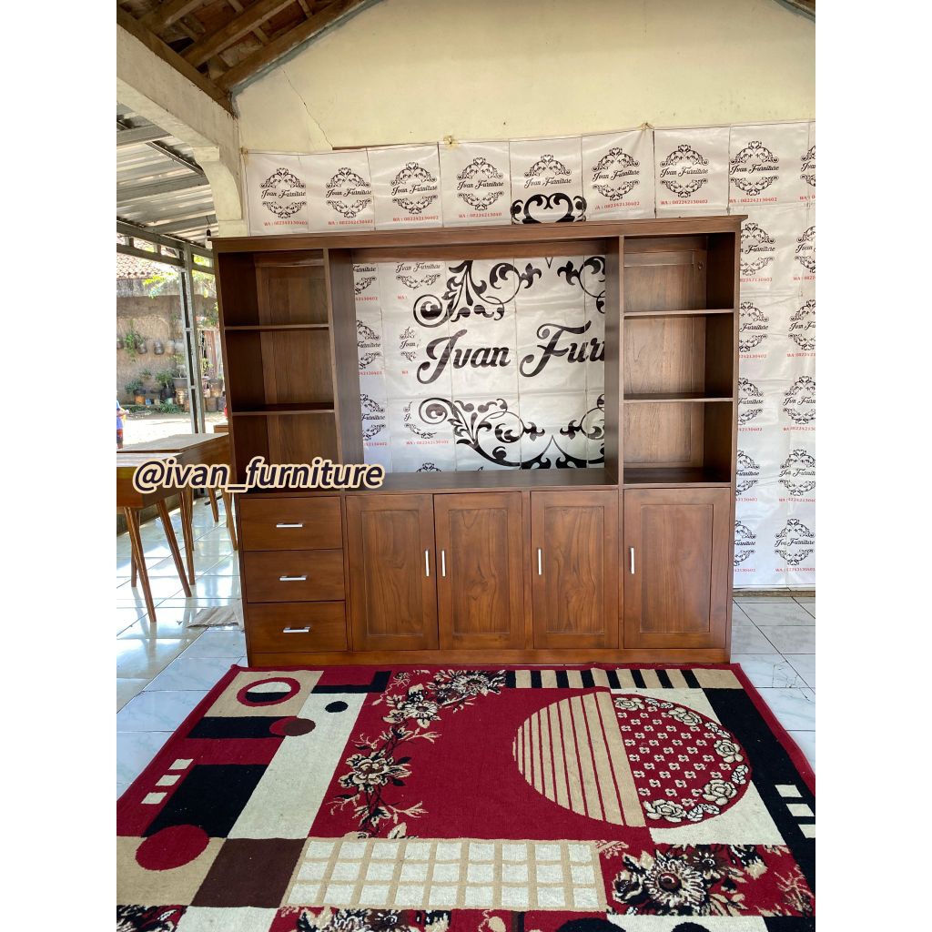 Bufet TV jati custom Lemari tv kayu jati custom Bifet tv jati minimalis Jepara