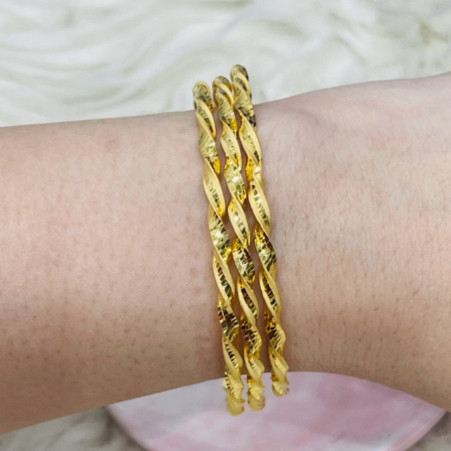 gelang keroncong ulir laser dove simple elegant emas asli kadar 700