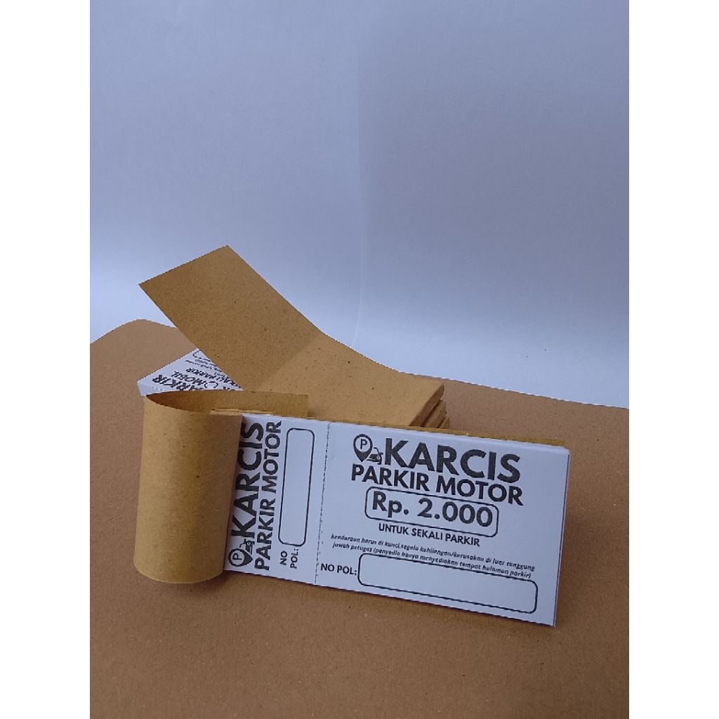 KARCIS PARKIR MOTOR | KARCIS PARKIR | KARCIS SATUAN | KARCIS MURAH | KARCIS CUSTOM NAMA
