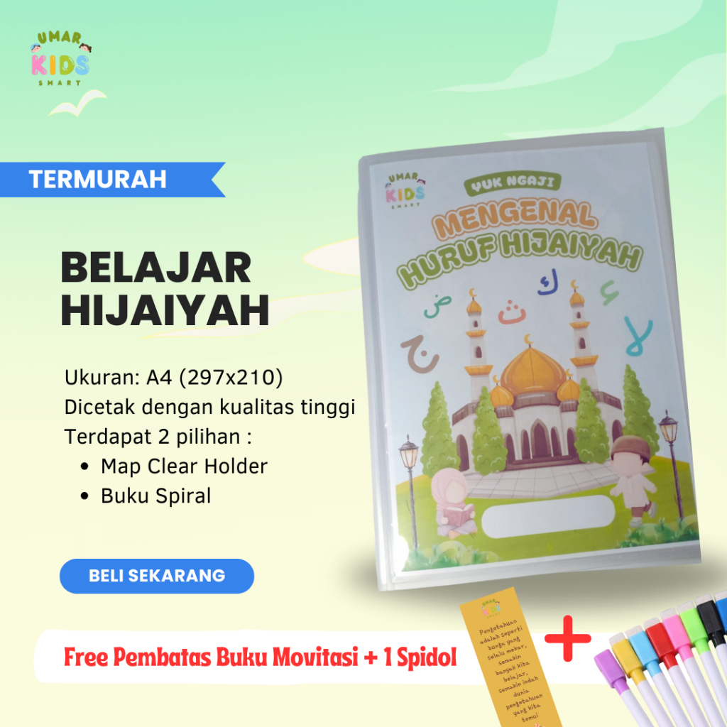 Worksheet Buku Pertama Belajar Huruf dan Angka Hijaiyah I Edukasi Anak Usia Dini PAUD TK 2 - 5 tahun