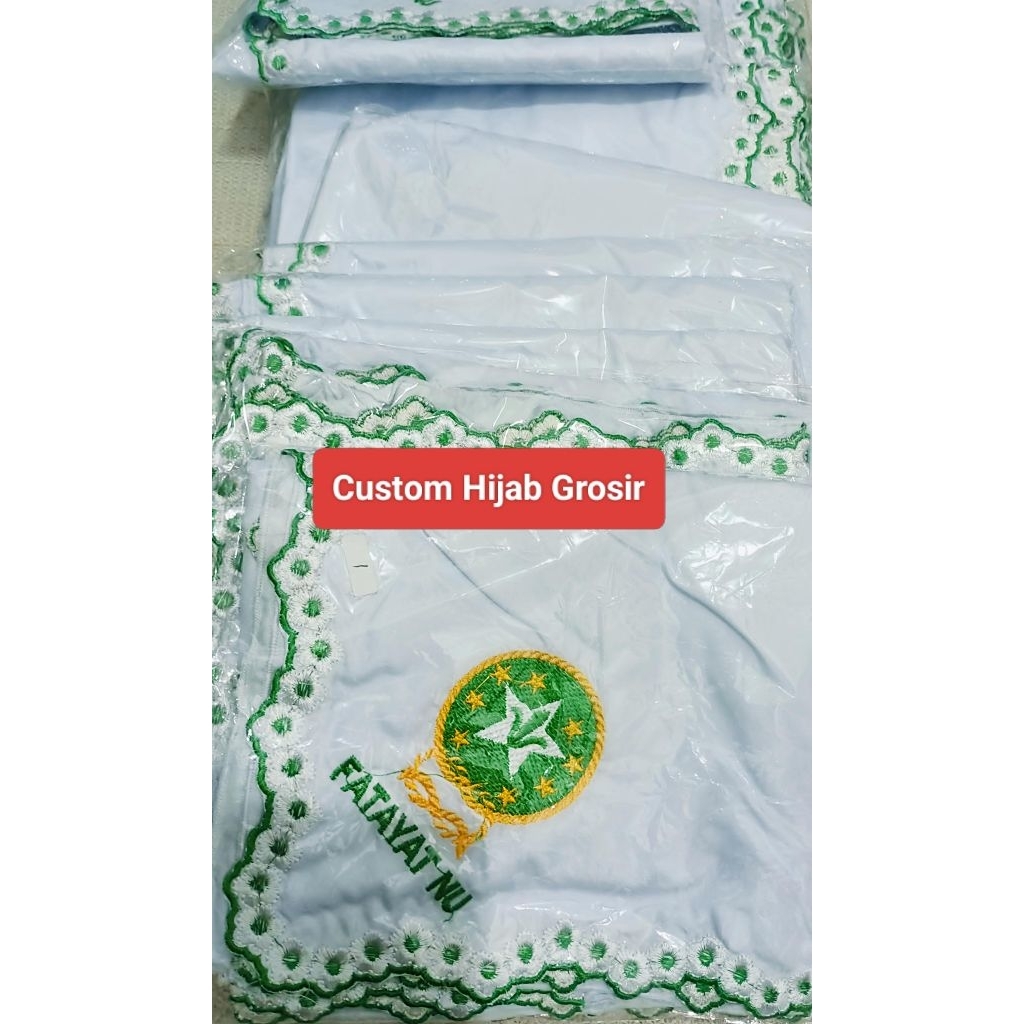 Jilbab Fatayat NU Logo / Segiempat Fatayat NU Bordir / Segiempat Fatayat Logo Satu / Jilbab custom F