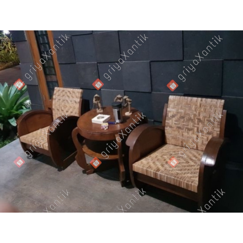 Furniture Set Kursi Teras Jati Vintage Rotan Alami Set Kursi Rotan Jadul Set Kursi Meja Antik