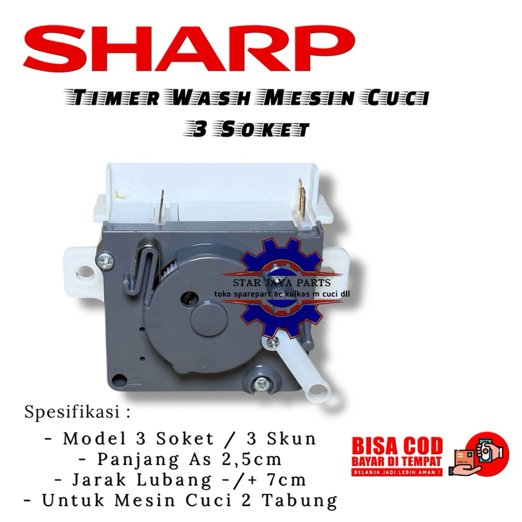 Timer Mesin Cuci SHARP ES-T1090 ES-T86DA Timer Wash 3 Soket Mesin Cuci Sharp 2 Tabung