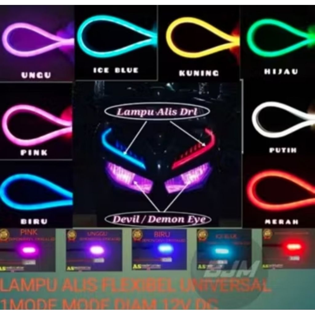 DRL LAMPU ALIS MOTOR MOBIL PANJANG 15CM & 30CM UNIVERSAL