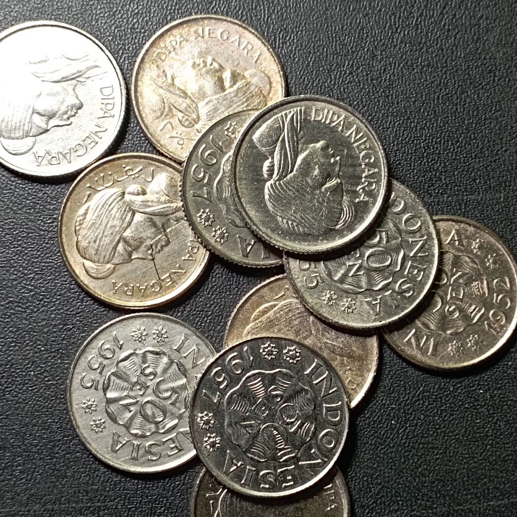 50 sen diponegoro era th 50'an uang koin indonesia bekas dibersihkan asli
