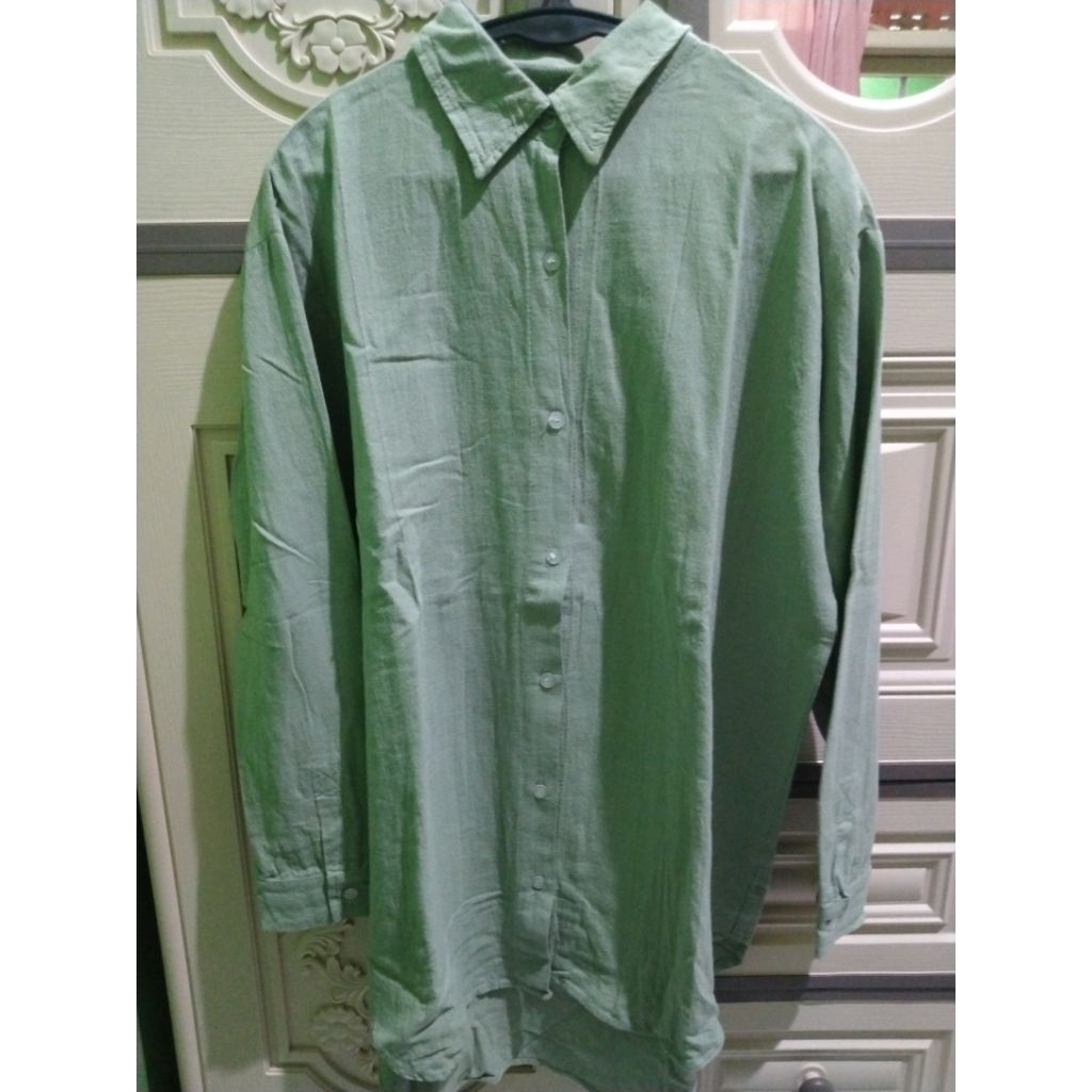 Preloved - Kemeja Tunik Linen (free bella square)