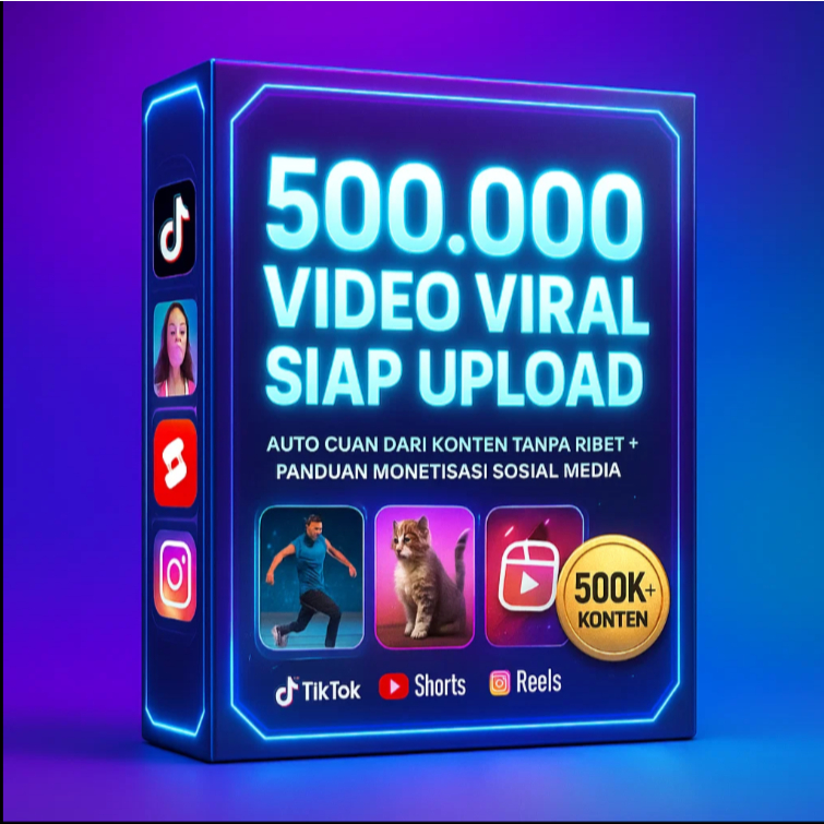 500.000 Video Viral Siap Upload Auto Cuan dari Konten Tanpa Ribet + Panduan Monetisasi Sosial Media