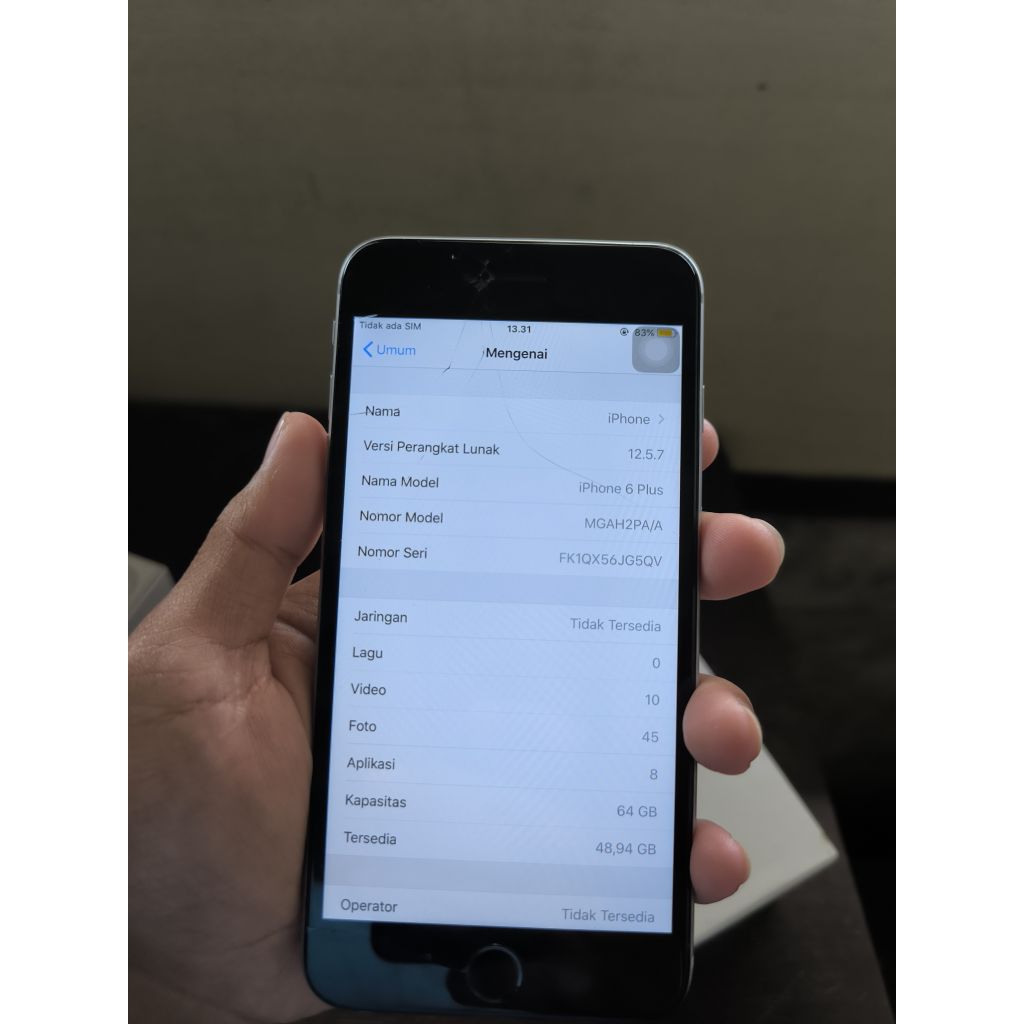 iPhone 6 plus 64gb ibox minus kaca lcd retak sentuh aman
