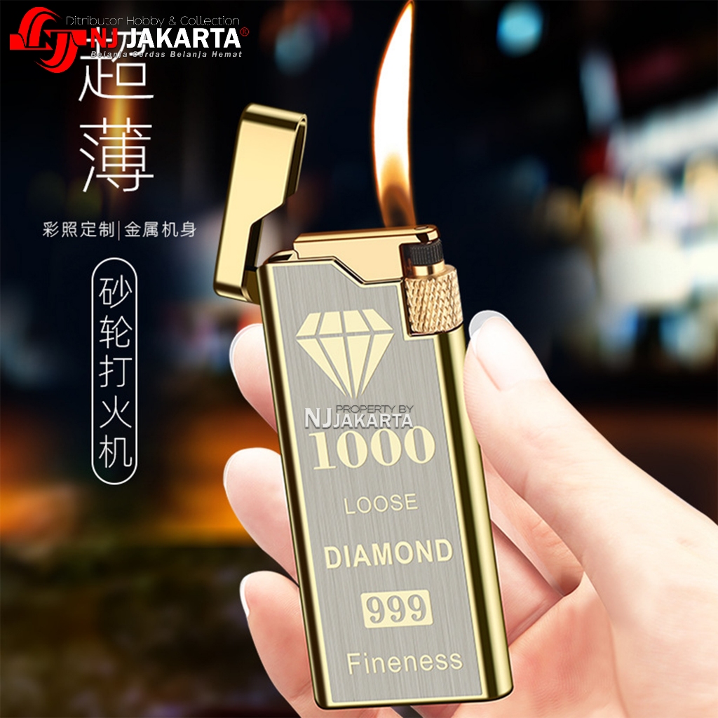 Korek Api Gas Slim Mewah Isi Ulang Gift Box korek Gas Pakai Roda Dan batu Api