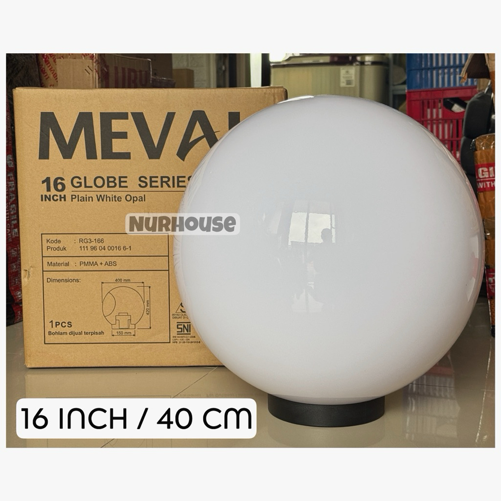 Lampu taman bola lampu pilar pagar bulat outdoor tiang / tanpa tiang Anti UV Anti Pecah 16 inch / 40