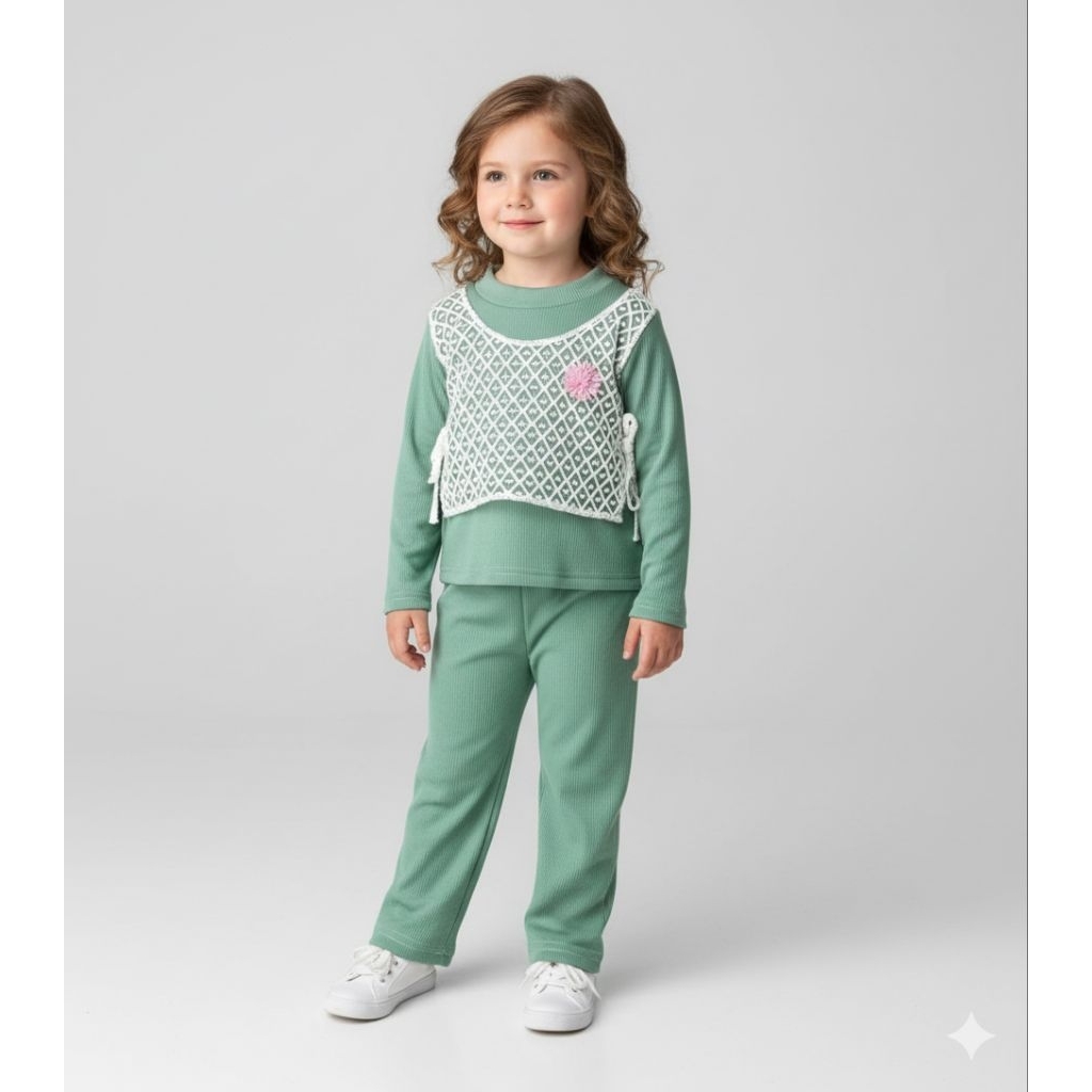 Setcel anak perempuan Rompi renda usia 1-8 Tahun