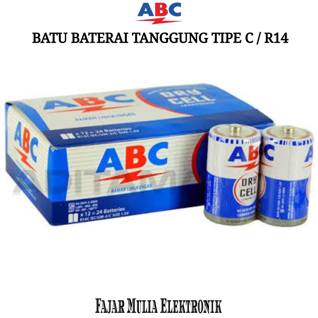 ABC Batu Baterai Tipe C / R14 Tanggung (per pasang)